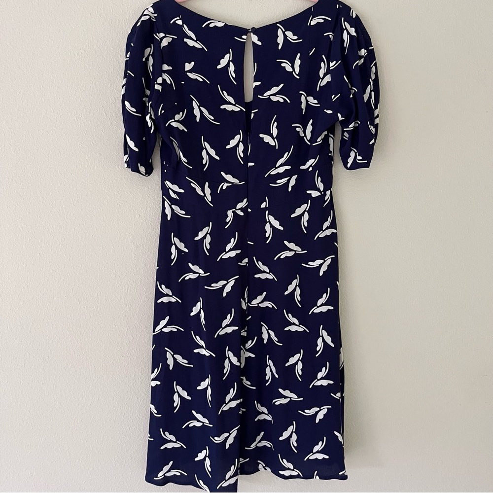 Anthropologie Maeve Fern Ruched Dress Size 4 Navy Retro Rockabilly Cottagecore - Picture 7 of 11